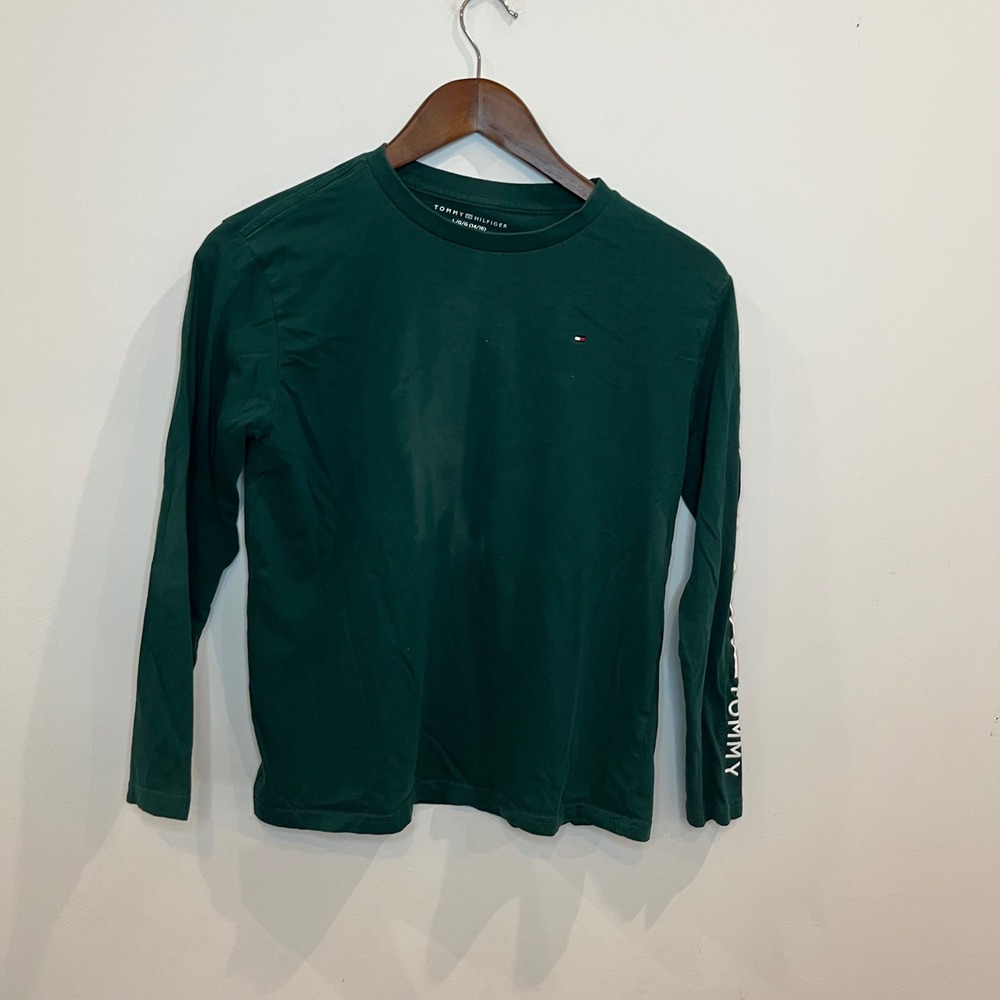 Tommy Hilfiger Boys Green Long Sleeve Graphic T-Shirt Size L 14/16 TBHHA00F-357